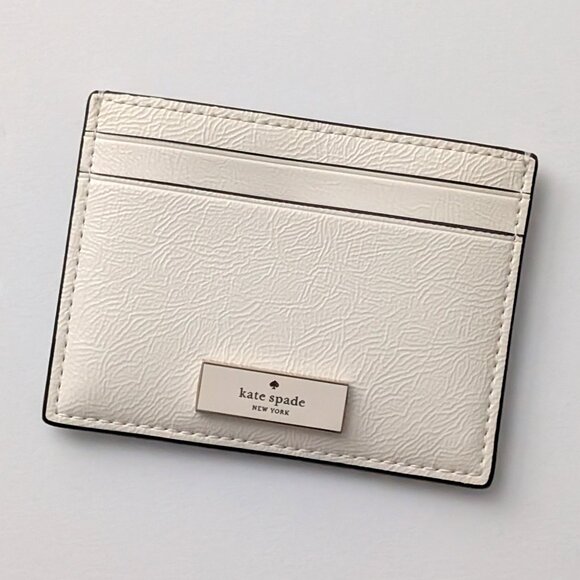 NWT kate spade Bridget Crinkle Patent Small Slim Card Holder, Meringue - Picture 3 of 5